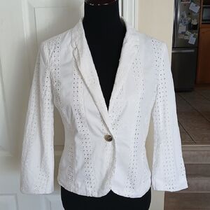 LOFT White Eyelet Women's Blazer